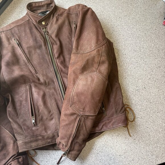 Vintage Walter Dyer Brown Leather Jacket Mens 36 Biker Motorcycle Riding USA - Picture 8 of 16